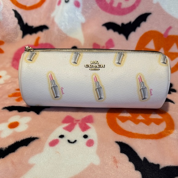 Coach Cream Lipstick Pattern cosmetic pouch - Picture 1 of 6